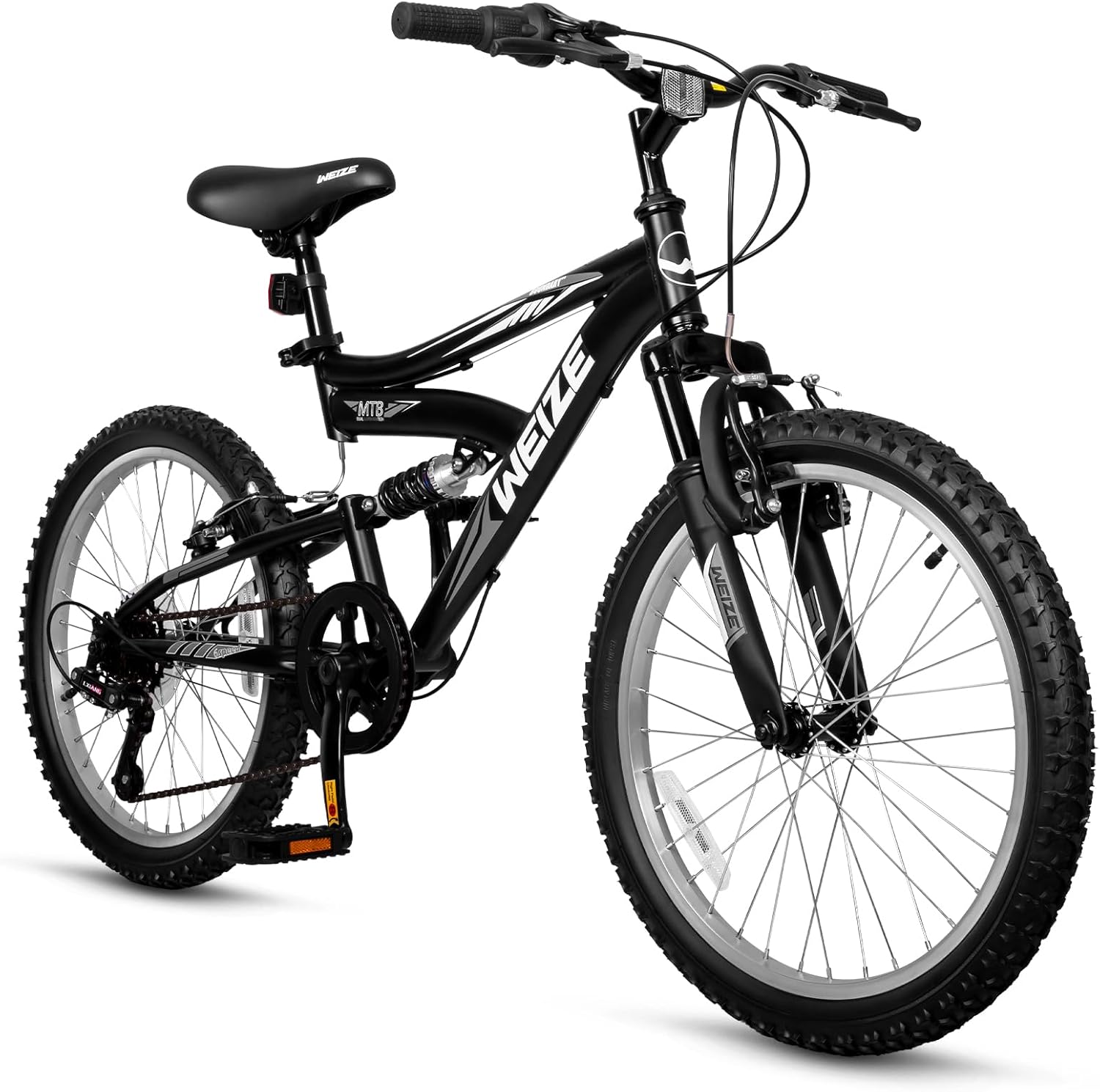 WEIZE Kids Mountain Bike, 20 inch Kids’ Bicycles for 6-11 Years Old Boys Girls with Dual Full Suspension, 6 Speeds Drivetrain, High-Carbon Steel Frame, Ideal for Young Riders and Adventurers