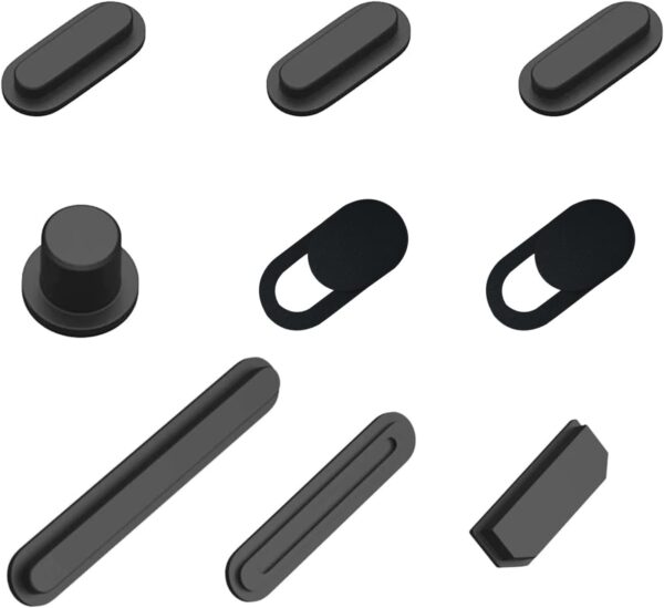 9 PCS Dust Plug Cover for MacBook Air 13.6" 15.3" M4 M3 M2, MacBook Pro 14 16 M4 M3 M2 M1, MacBook Pro 13 M2 M1, Dust Plug for HDMI, Thunderbolt, SD, Charger Port, Headphone &2PCS Webcam Cover Slide
