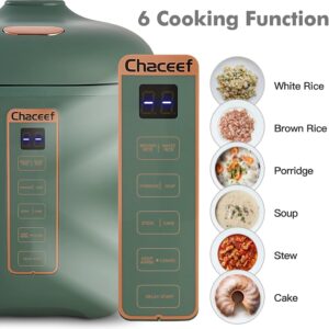 chaceef mini rice cooker 2 cups uncooked, 1.2l rice cooker small, portable non stick small travel rice maker, bpa free, smart control multifunction cooker with 24 hours timer delay & keep warm function, green