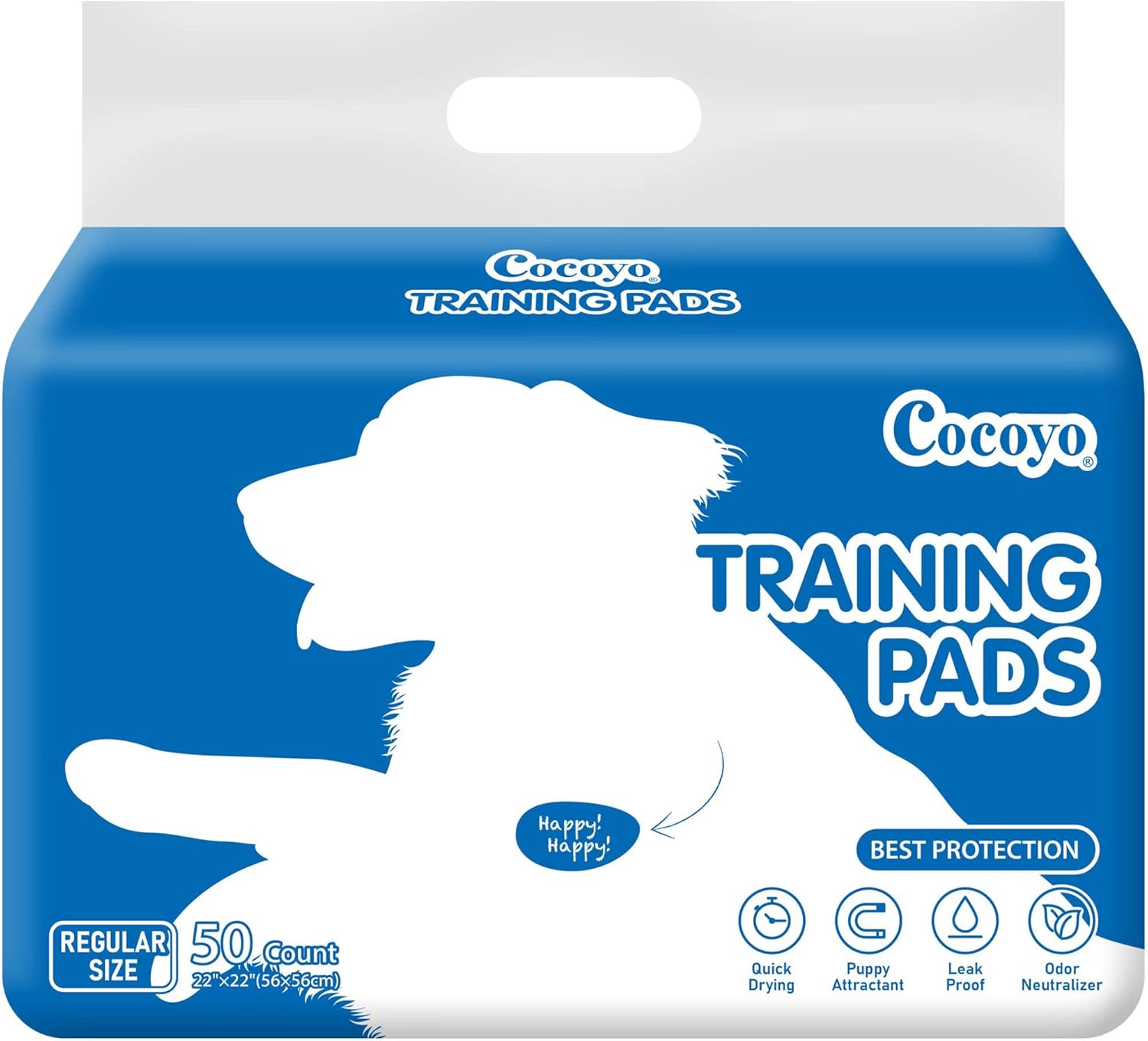 COCOYO Best Value 22″x22″ Dog Training Pads 50 Count | Dog Pee Pads | Super Absorbent Puppy Pads,White