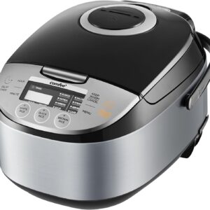 COMFEE' Rice Cooker 12 Cups Cooked/6 Cups Uncooked, Portable Non-Stick Rice Maker, Japanese Rice Cooker with Fuzzy Logic Technology, 24-Hour Timer Delay, 11 Presets, Steamer, Fast Rice Cooker, Grain Cooker, Black