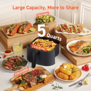 cosori air fryer pro 9 in 1, compact 5qt, 450℉: half time & chef grade cook, one wipe clean glass panel, 130+ in app recipes with nutritional info, nonstick & dishwasher safe basket, gray