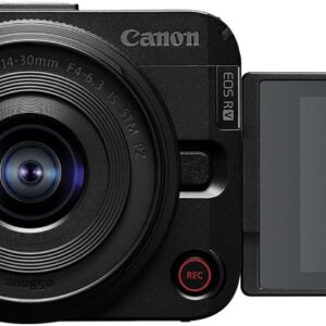 canon eos r50 v with rf s14 30mm f4 6.3 is stm pz lens, aps c mirrorless interchangeable lens hybrid camera, ultra wide angle zoom lens, vertical video, vlogging, live streaming, content creation