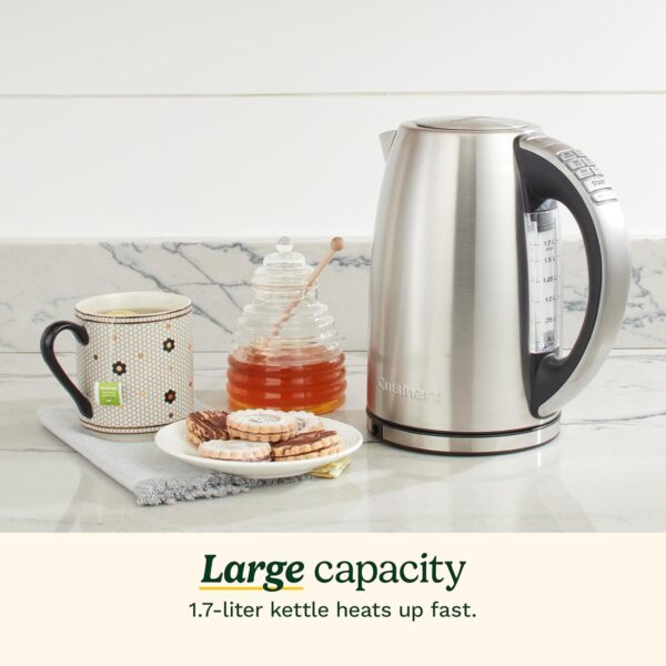 cuisinart 1.7 liter stainless steel cordless electric kettle with 6 preset temperatures