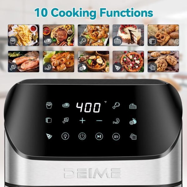 deime air fryer 6.2 qt oilless 1500w large capacity oven air fryers healthy cooker with 10 preset, visual cooking window, non stick basket, included recipe