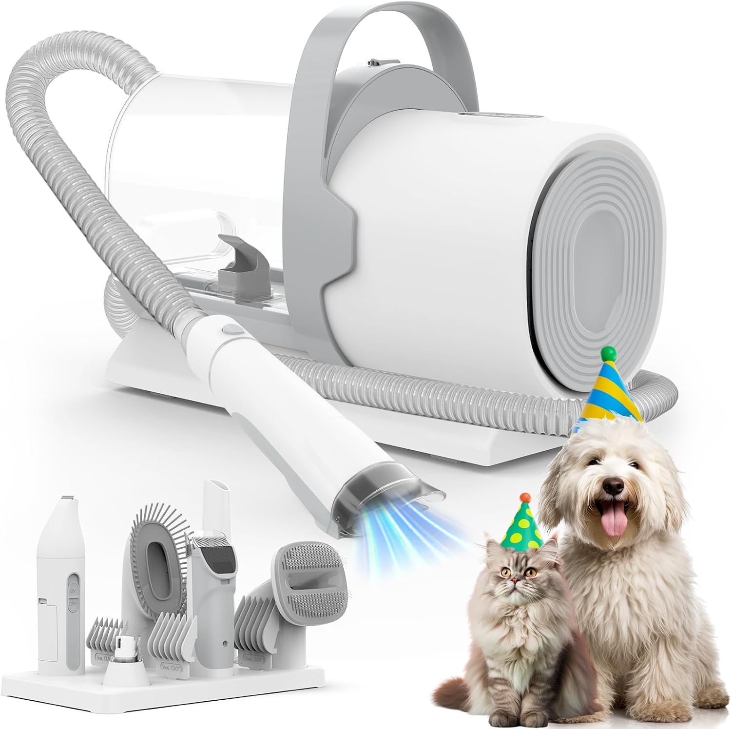 Dog Grooming Vacuum and Kit, Clipper Nail Trimmer Grinder, 2.5L Dust Cup 7 Grooming Tools 11000Pa Pet Vacuum for Shedding Grooming, Dog Hair Vacuum, Home Cleaning, PG50 Plus