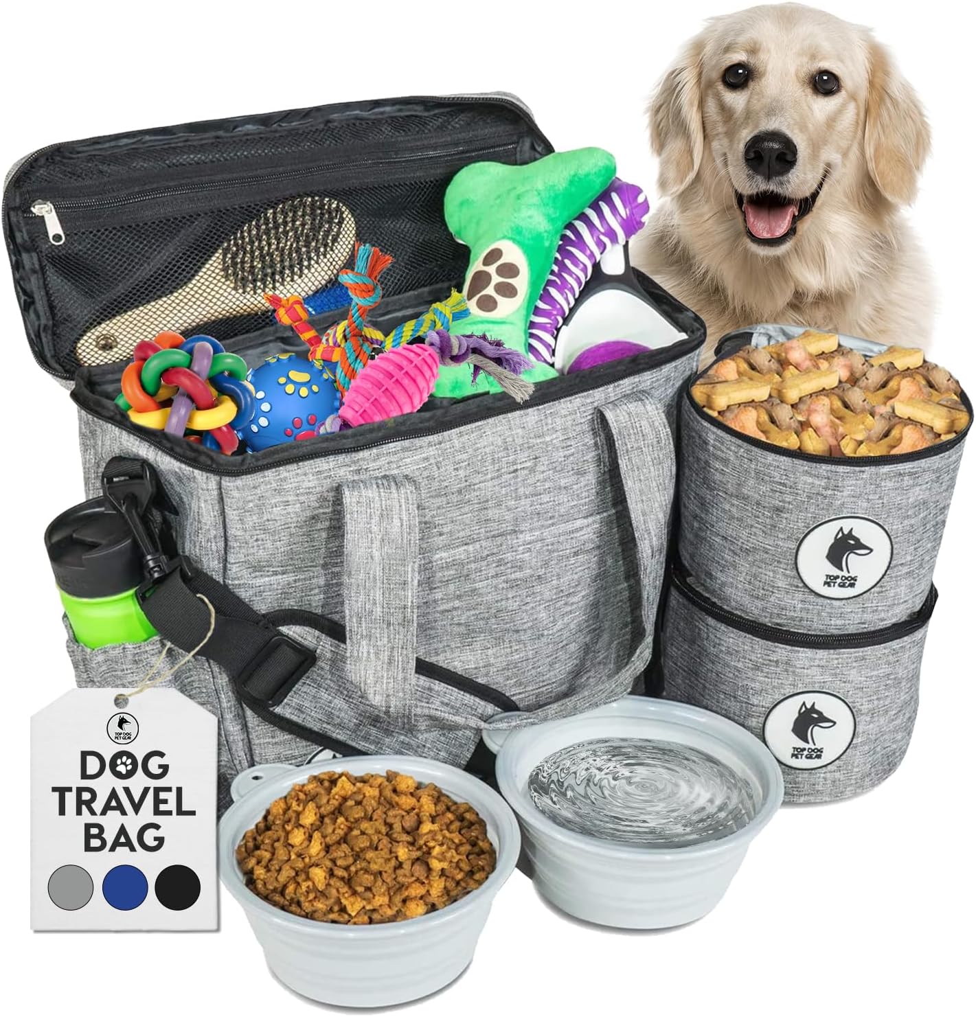 Dog Travel Bag for Supplies – Airline-Approved Backpack for Dogs – Pet Supply Organizer with Foldable Bowls & Food Containers – Pet Travel Bag – Dog Bags for Travelling with Accessories