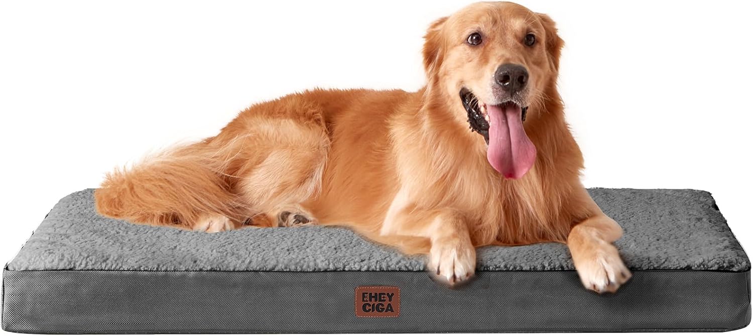 EHEYCIGA Orthopedic XL Dog Beds for Extra Large Dogs with Removable Washable Cover for Crate, Grey, 41×27