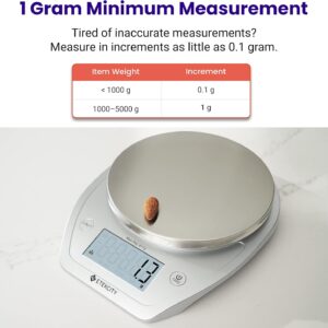 etekcity 0.1g food kitchen scale, bowl, digital grams and ounces for weight loss, dieting, baking, cooking, and meal prep, 11lb/5kg, stainless steel silver