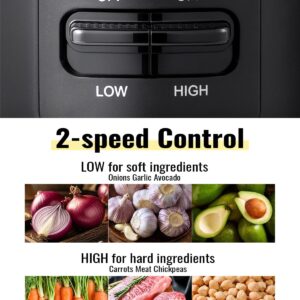 food chopper, 4 cup fast food processor, electric meat grinder with 2 speed, 4 stainless steel blades, and whisk, 400w power for chopping, mixing, emulsifying, puree and whisking, bpa free