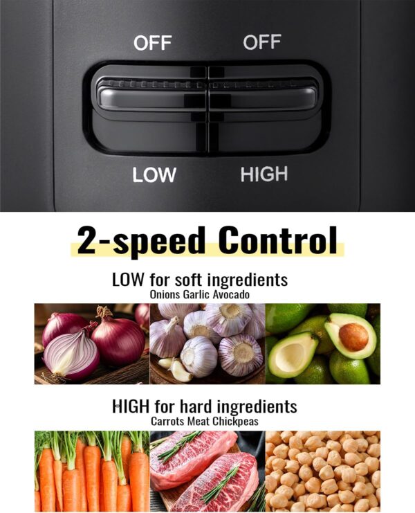 food chopper, 4 cup fast food processor, electric meat grinder with 2 speed, 4 stainless steel blades, and whisk, 400w power for chopping, mixing, emulsifying, puree and whisking, bpa free