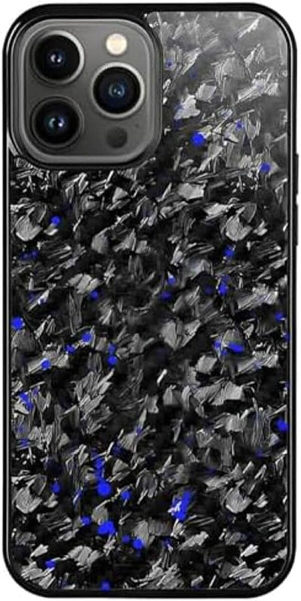 Forged Carbon Fiber Phone Case, 2025 New Carbon Fiber Phone Case for iPhone 16 15 14 13 12 Pro Max (Blue,13)