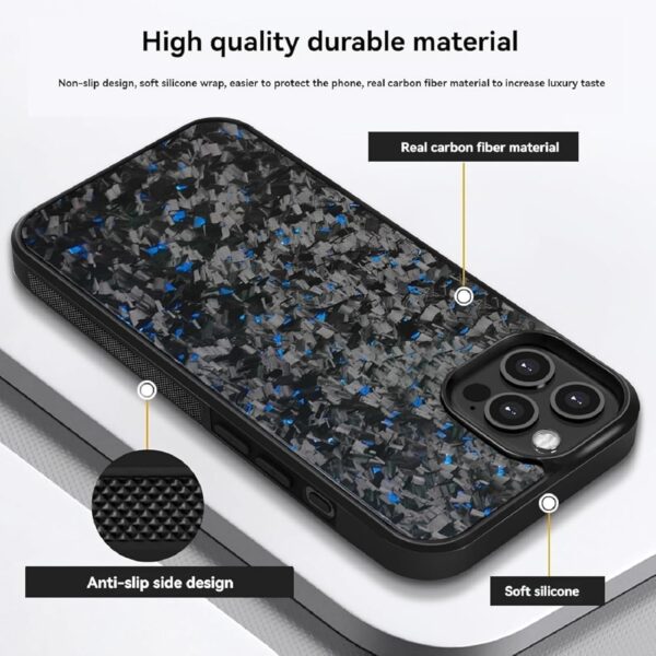 forged carbon fiber phone case, 2025 new carbon fiber phone case for iphone 16 15 14 13 12 pro max (blue,13)
