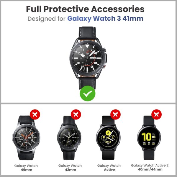 goton 3 in 1 accessories for samsung galaxy watch 3 45mm, 1 rugged tpu armor bumper case +2 tempered glass screen protector films + 1 bezel ring for galaxy watch 3 45mm