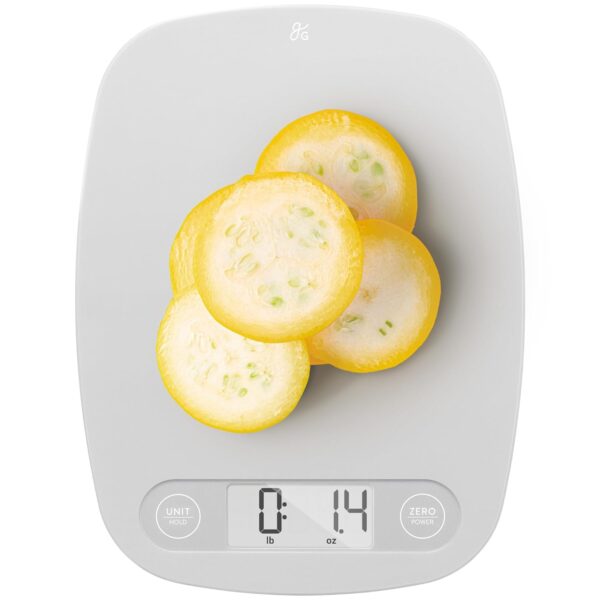 Greater Goods Digital Kitchen Scale - Cooking, Baking, Meal and Food Prep Scale, Weighs in Grams, Pounds and Ounces, Gray