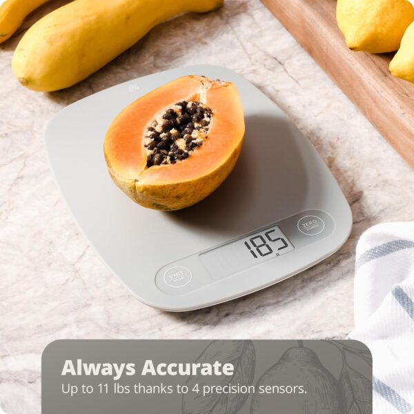 greater goods digital kitchen scale cooking, baking, meal and food prep scale, weighs in grams, pounds and ounces, gray