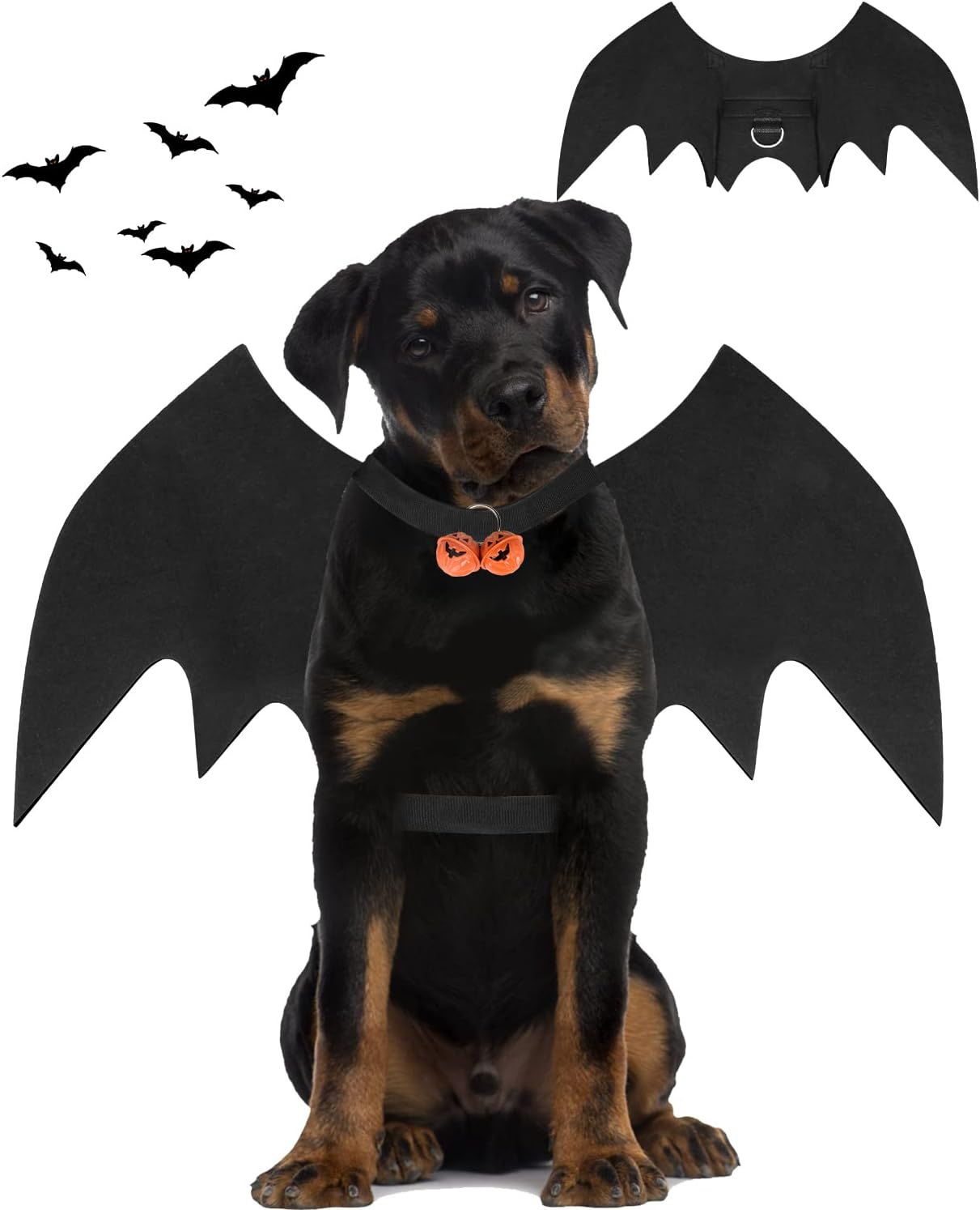 Halloween Dog Bat Wings Costume, Pet Halloween Cosplay Party Dress Up Costume for Large Dog(L) Black