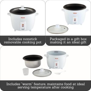 imusa usa gau 00012 electric nonstick rice cooker 5 cup (uncooked) 10 cup (cooked), white