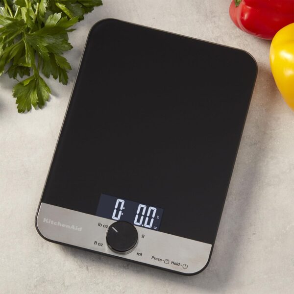KitchenAid KQ908 Glass Surface 11 Pound Capacity Digital Kitchen and Food Scale, Scale for Food Ounces and Grams, Dry and Liquid Ingredients, Black - Image 2