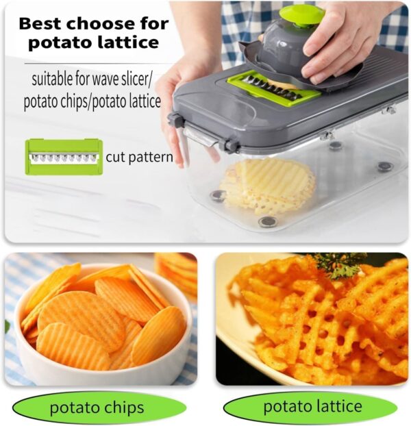 Miibox Vegetable Chopper with Container 22-in-1 Veggie Choppers and Dicers Food Chopper Cutter for Onion Tomato Multi Kitchen Tool with Lemon Squeezer -13 Blades,Grey - Image 2