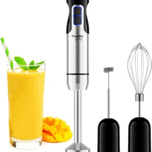 Mueller Immersion Blender Handheld - 8 Speed Stainless Steel Electric Hand Blender, 3 in 1 Emulsion Blender Handheld with Turbo Mode, Stick Blender Emulsifier for Kitchen for Soup, Smoothie, Puree