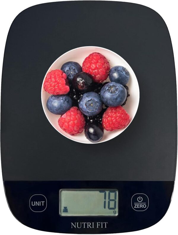 NUTRI FIT Food Scale for Kitchen Scales Digital Weight Grams and Ounces, Baking Scale Accurate for Weight Loss, Cooking, Coffee, Keto Diet, Meal Prep, 0.1oz Ultra Slim Smart Tare Black