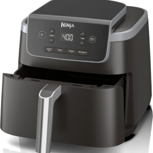 Ninja Air Fryer Pro 4-in-1 with 5 QT Capacity, Air Fry, Roast, Reheat, Dehydrate, Air Crisp Technology with 400F for hot, 120 Volts, Nonstick Basket & Crisper Plate, Grey, AF141