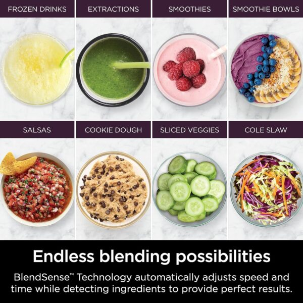 ninja | all in one blender & food processor | best for smoothies, cookie dough, salsas, cole slaw & more | blendsense intelligence for perfectly smooth results | 1800 watt | black | tb401