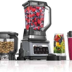 Ninja BN801 Professional Plus Kitchen System, 1400 WP, 5 Functions for Smoothies, Chopping, Dough & More with Auto IQ, 72-oz.* Blender Pitcher, 64-oz. Processor Bowl, (2) 24-oz. To-Go Cups, Grey