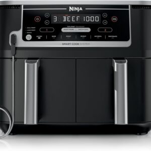Ninja Foodi 10QT 6-in-1 DualZone Smart XL Air Fryer, 2 Independent 5QT Baskets, Smart Cook Thermometer, Match Cook, Smart Finish, Air Fry, Roast, Bake, Dehydrate, Reheat, Grey, DZ550