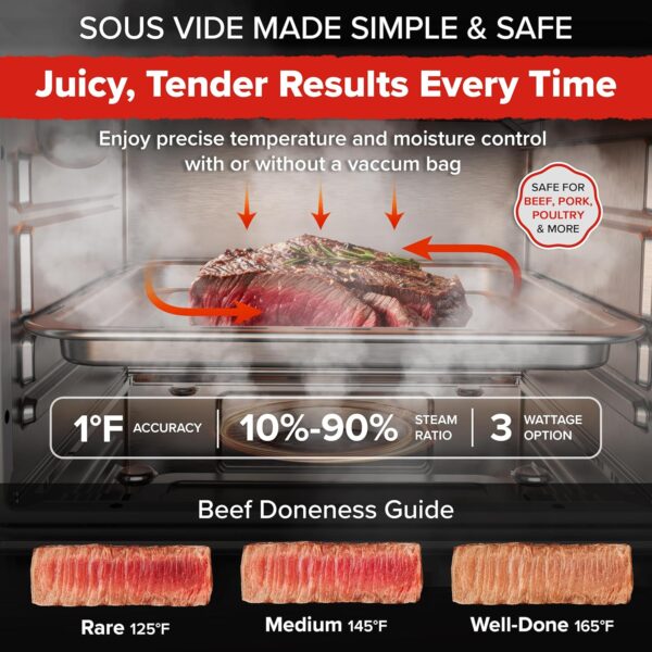 Nuwave PFAS-Free Steam Oven & Air Fryer, All-in-One Convection Cooker with Precision Steam Control, Toast, Air Fry, Sous Vide, Steam & More, Juicier Meats, 120 Presets, 50–450°F, Stainless Steel - Image 2