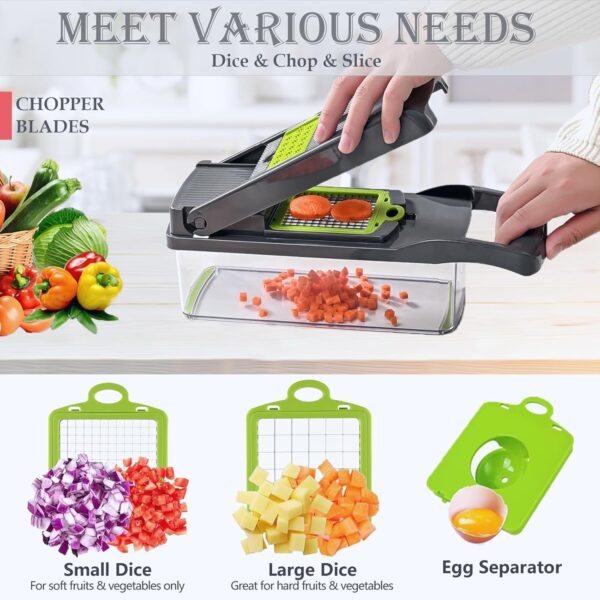 pro series 16 in 1 vegetable chopper, dewpeton mandoline slicer, veggie chopper, food chopper with container, vegetable cutter & spiralizer for onion salad (home essential gadget & kitchen)