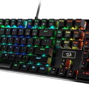Redragon K556 RGB LED Backlit Wired Mechanical Gaming Keyboard, 104 Keys Hot-Swap Mechanical Keyboard w/Aluminum Base, Upgraded Socket and Noise Absorbing Foams, Soft Tactile Brown Switch