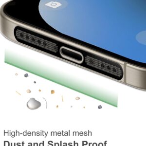 usb c dust plug, phone speaker dust cover and anti dust cover protector cap for iphone 16/16 pro/16 pro max/iphone 15/15 pro/pro max – black