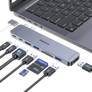 USB C Hub Adapter for MacBook Pro/Air M4 M3 M2 M1 2025-2018 13" 14" 15" 16", Mac Multiport Adapter, 8 in 2 MacBook Accessories Dongle with HDMI 4K, Thunderbolt 3, USB C&A Data Ports, SD TF Card Reader