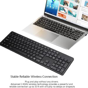 wireless keyboard, 2.4g usb external silent cordless keyboard for windows chrome laptop computer pc desktop notebook chromebook, 106 keys full size with number pad (black)