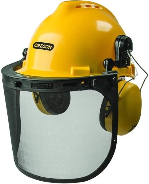 Oregon Chainsaw Safety Protective Helmet with Visor Combo Set, Yellow