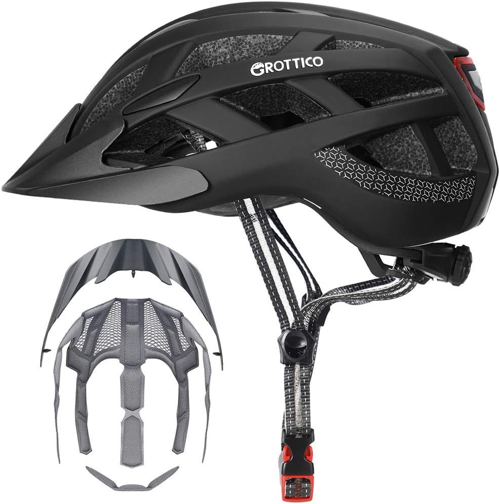 Adult-Men-Women Bike Helmet with Light – Mountain Road Bicycle Helmet with Replacement Pads & Detachable Visor Adult-Men-Women Bike Helmet with Light – Mountain Road Bicycle Helmet with Replacement Pads & Detachable Visor