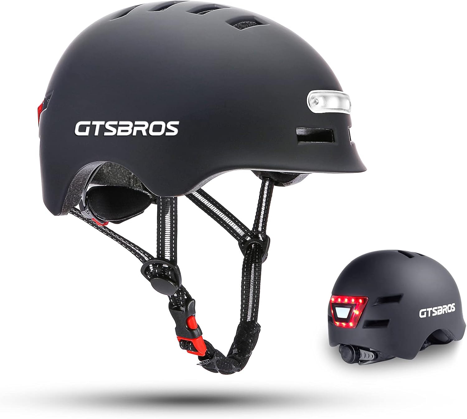 Bike Helmets for Adults – Front and Rear LED Lights Adjustable Bicycle Helmet for Adults Men Women Scooter Helmet for Commuting, Road Biking, Skating, Scooter