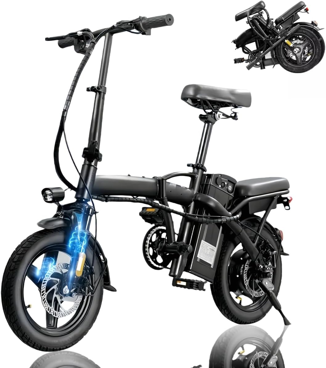 Electric Bike for Adults, Peak 500W Brushless Motor Folding, 48V12AH Removable Battery, 23MPH Ebike with 35 Miles Range & PAS Mode, 14″ Adults Electric Bicycles Commuting -Certified e Bike Electric Bike for Adults, Peak 500W Brushless Motor Folding, 48V12AH Removable Battery, 23MPH Ebike with 35 Miles Range & PAS Mode, 14″ Adults Electric Bicycles Commuting -Certified e Bike