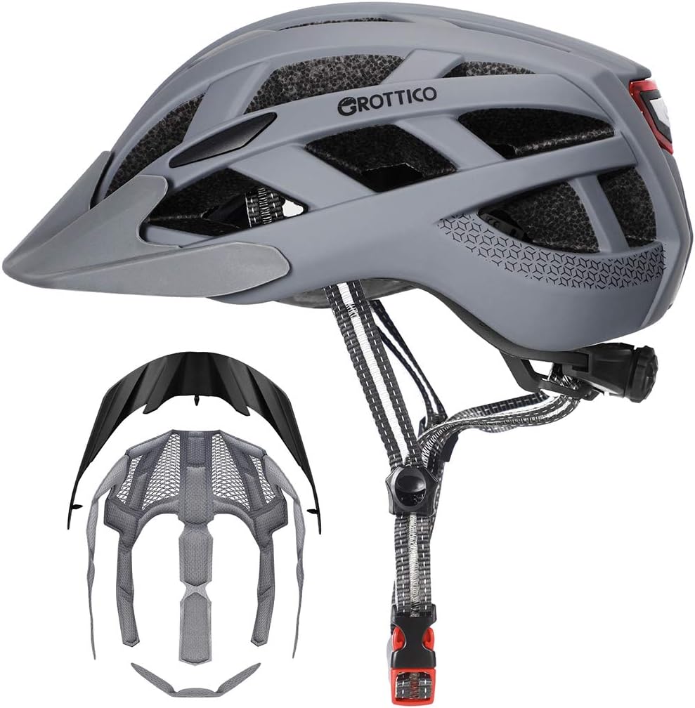 Adult-Men-Women Bike Helmet with Light – Mountain Road Bicycle Helmet with Replacement Pads & Detachable Visor Adult-Men-Women Bike Helmet with Light – Mountain Road Bicycle Helmet with Replacement Pads & Detachable Visor