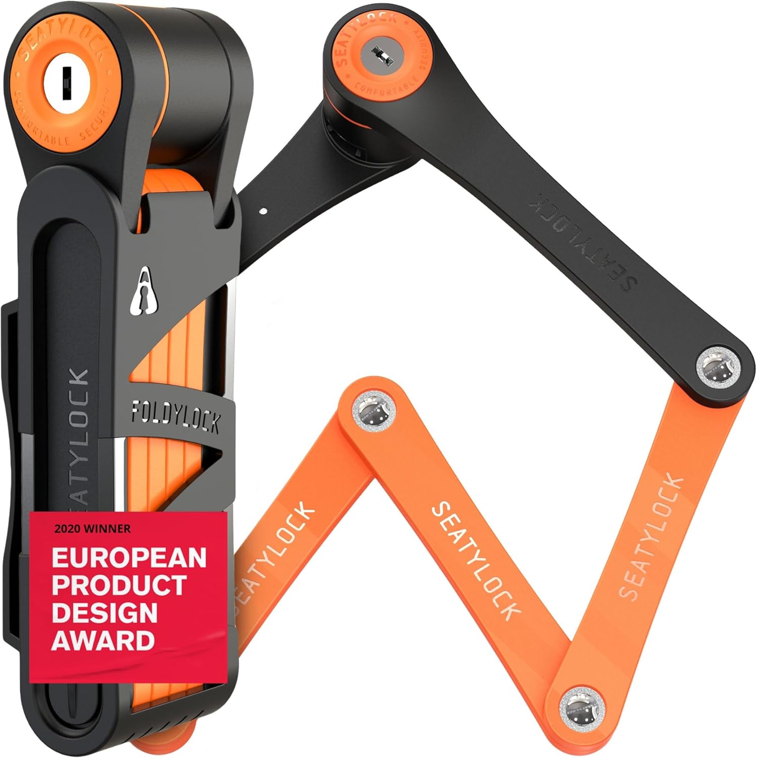 Seatylock FoldyLock Compact Folding Bike Lock – Award Winning Patented Lightweight High Security Bicycle Lock – Heavy Duty Anti Theft Smart Secure Guard with Keys & Case for Bikes or Scooters