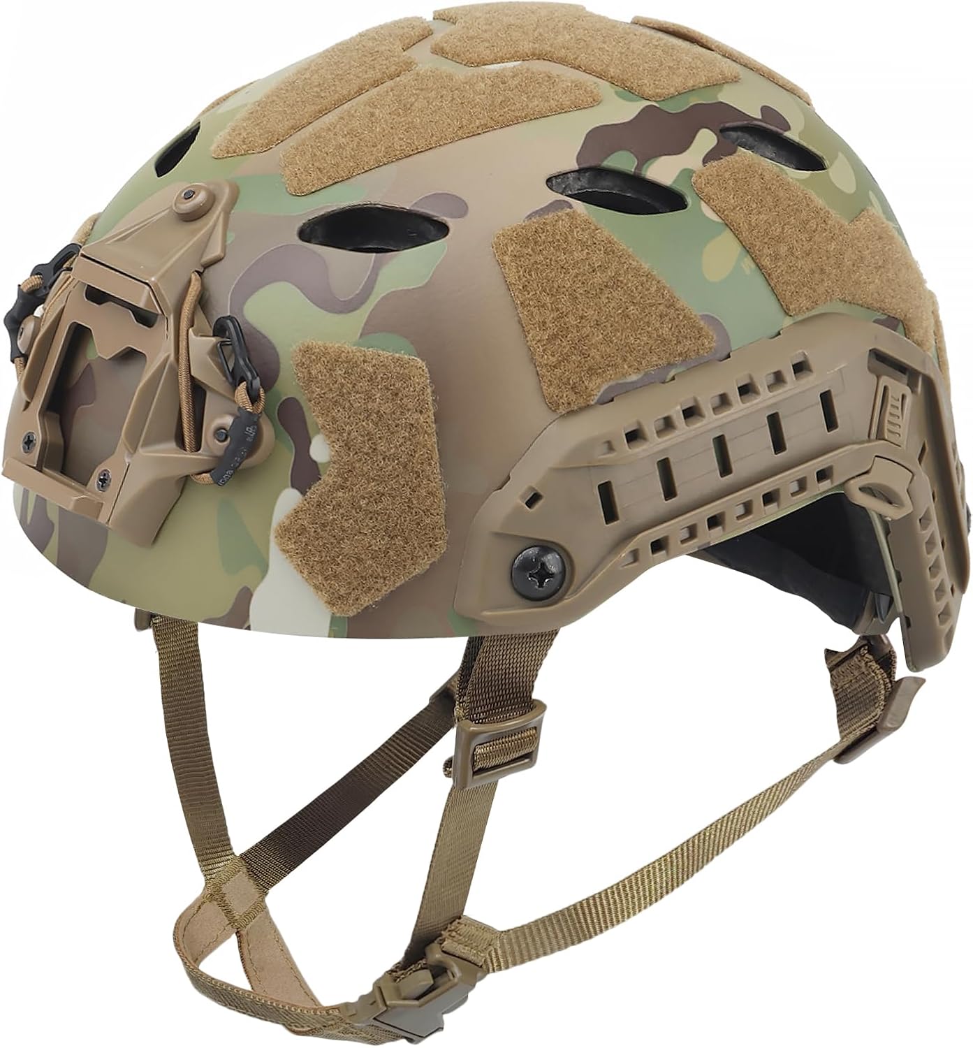 AOUTACC Lightweight Tactical Fast Helmet, Military Integrated Helmet with NVG Mount Base, Side Rails,Pre-Slotted Headset Strap for Outdoor Sports, CS