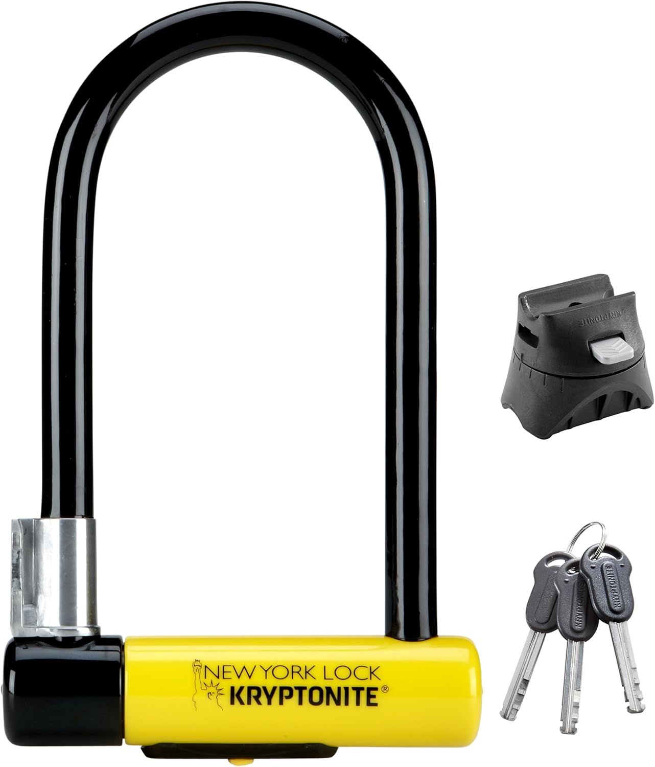 Kryptonite New York Standard Bike U-Lock, Heavy Duty Anti-Theft, 16mm Shackle with Mounting Bracket and Keys, Ultimate Security for Bicycles E-Bikes Scooters Kryptonite New York Standard Bike U-Lock, Heavy Duty Anti-Theft, 16mm Shackle with Mounting Bracket and Keys, Ultimate Security for Bicycles E-Bikes Scooters
