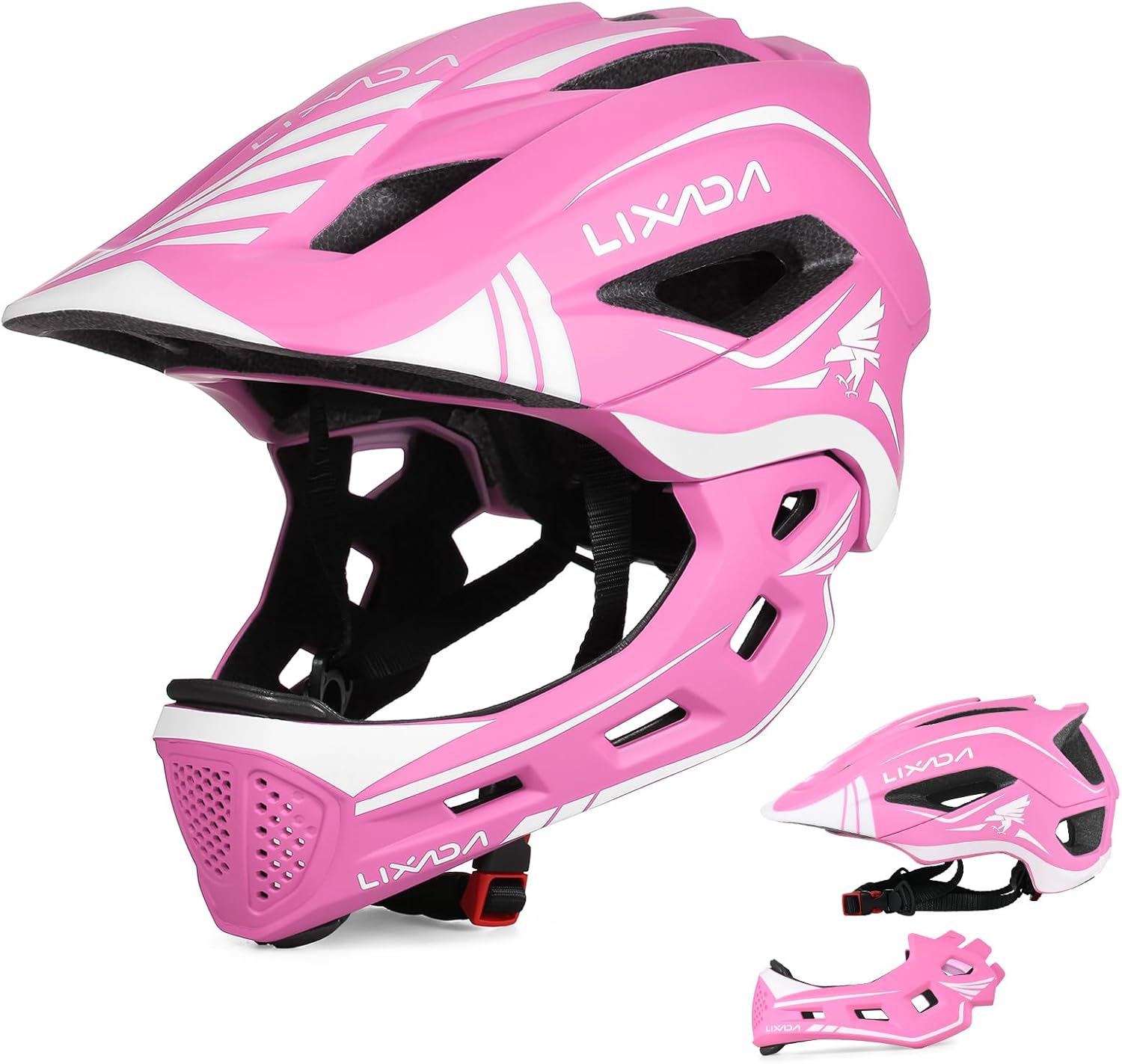 Lixada Kids Cycling Helmet Detachable Full Face Helmet Adjustable Cycling Helmet for Children Bicycle, Skateboard, Scooter, Protective Gear (20.5-22 Inches)
