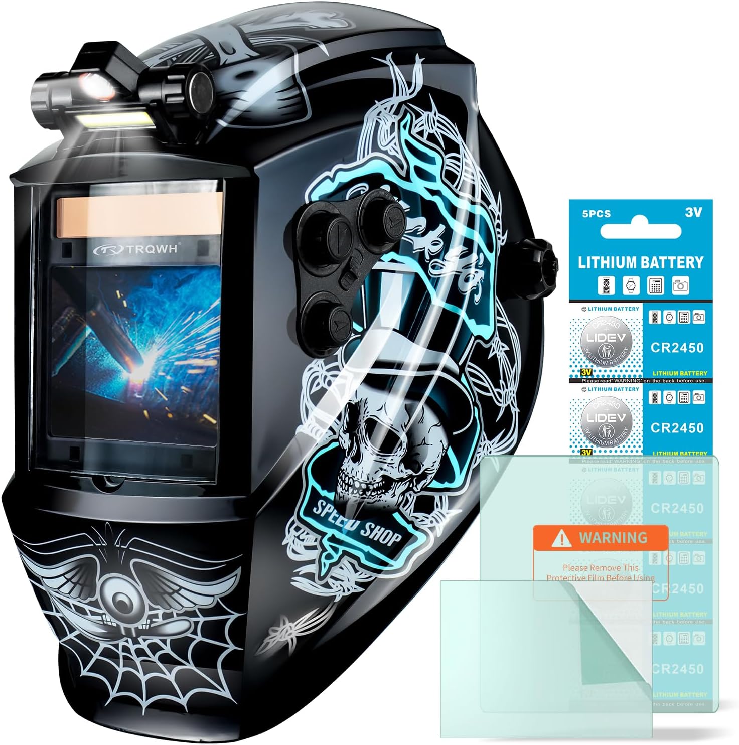 Welding Helmet Auto Darkening Large Viewing True Color Solar Powered Welding Mask with 4 Arc Sensor Adjustable Wide Shade Range 4~5-8/9-13 Welder Mask with Grinding