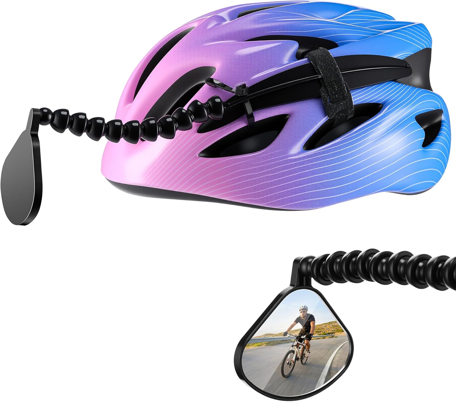 Bike Helmet Mirror for Cycling, 360° Adjustable Flat Rear View for Helmet, Lightweight Bicycle Mirror for Biking, Fits Vented Helmets, MTB Long Distance Road Use, Cycling Safety Accessory Bike Helmet Mirror for Cycling, 360° Adjustable Flat Rear View for Helmet, Lightweight Bicycle Mirror for Biking, Fits Vented Helmets, MTB Long Distance Road Use, Cycling Safety Accessory