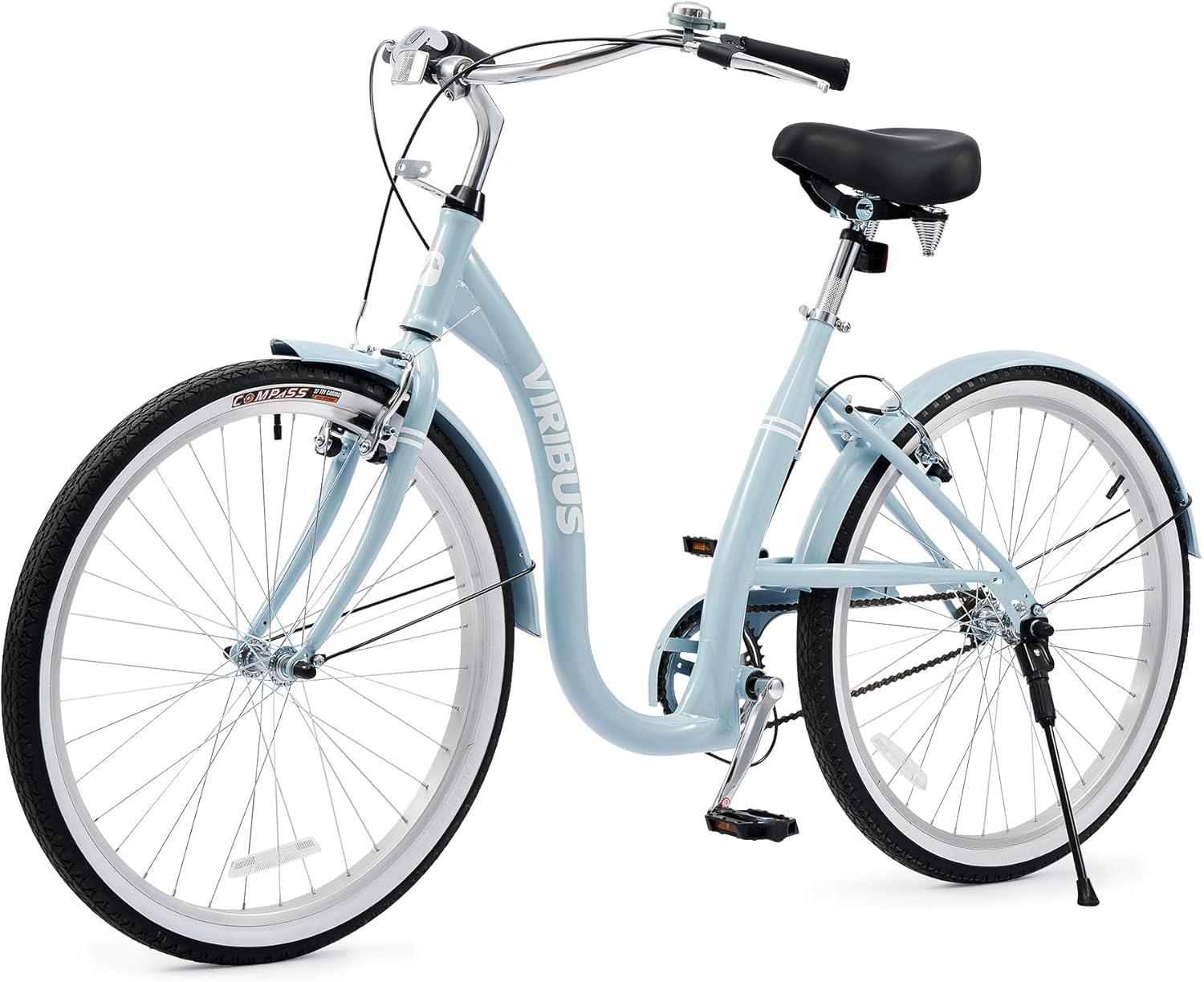 Viribus Beach Cruiser Bike for Women, 26 inch Low Step Through Womens Bike with 1 Speed, Adjustable Saddle, Cruiser Handlebar and Brakes, City Commute Bicycle for Adult Women Ladies, Mint