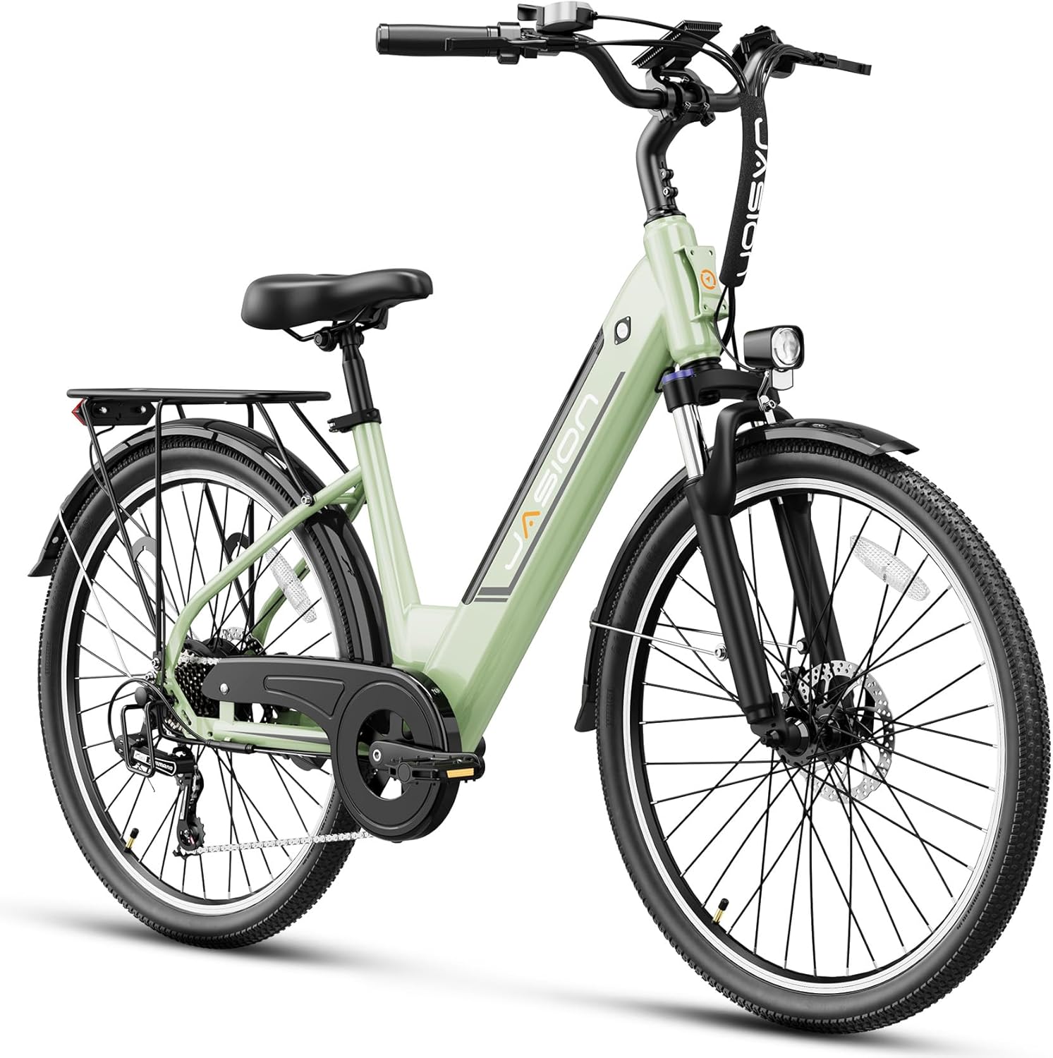 Jasion Roamer ST Electric Bike for Adults, 1200W Peak Motor Max 62miles & 28MPH City Cruiser Ebike,26” Commuter Ebike, 528WH Removable Battery,7-Speed Electric Bicycles, Front Suspension Bicycles
