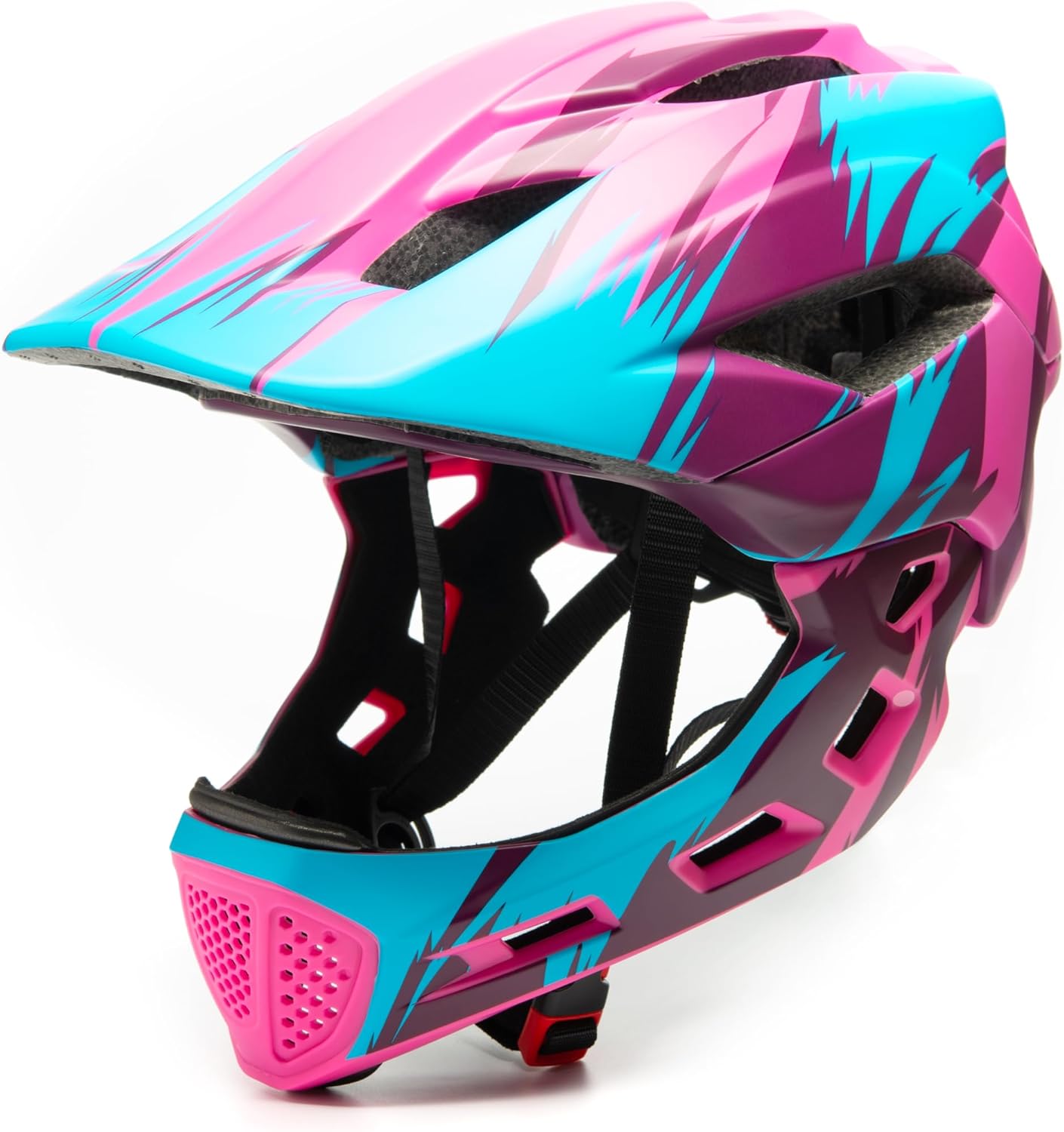 Toddler and Kids Full Face Helmet, Girl and Boy BMX Multi-Sport Detachable Mountain Dirty Bike Helmet Around 3-12 Years Head Circumference.